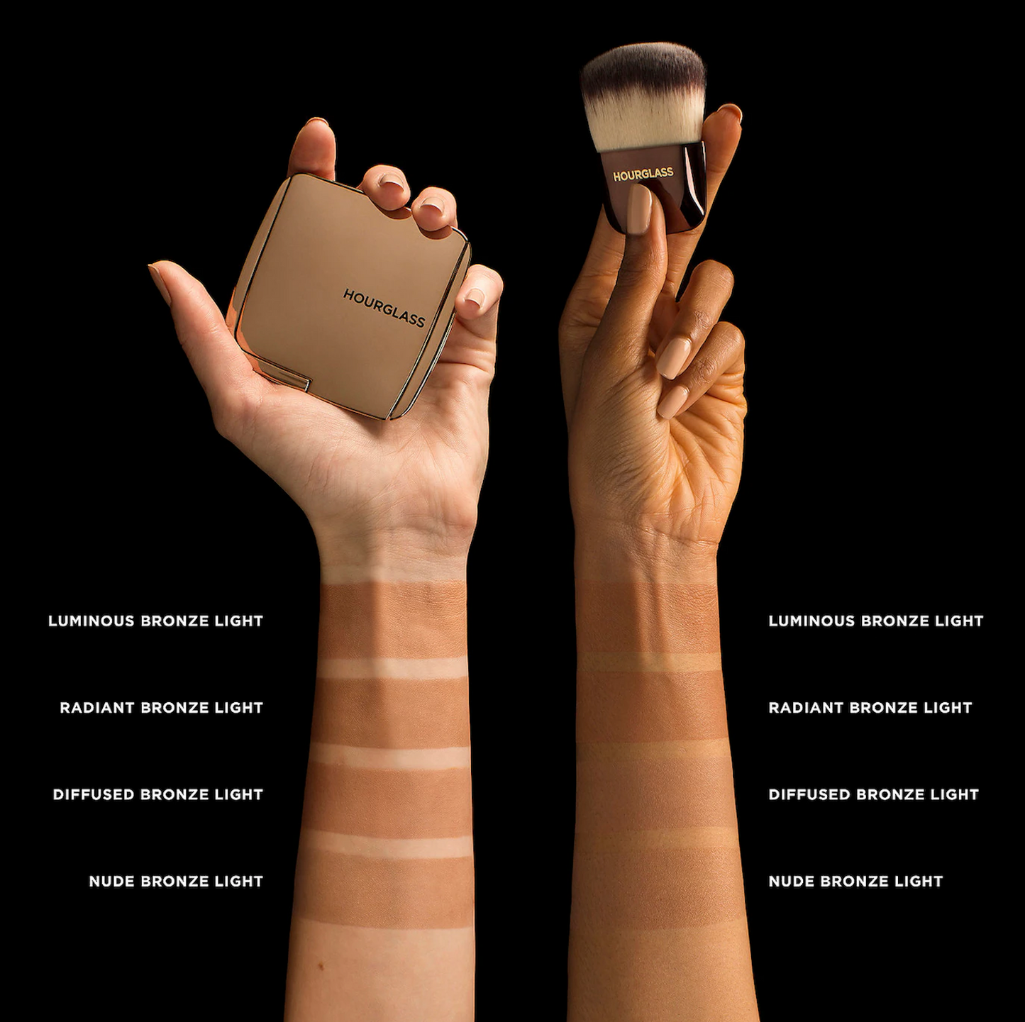 Hourglass Ambient® Lighting Bronzer | Luminous Bronze Light - a medium bronze shade fused with Luminous Light for a softer, candlelit warmth