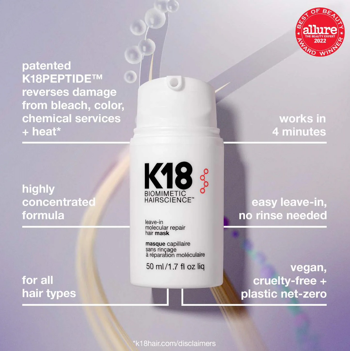 K18 Biomimetic Hairscience - Mini Leave-In Molecular Repair Hair Mask | 15 mL