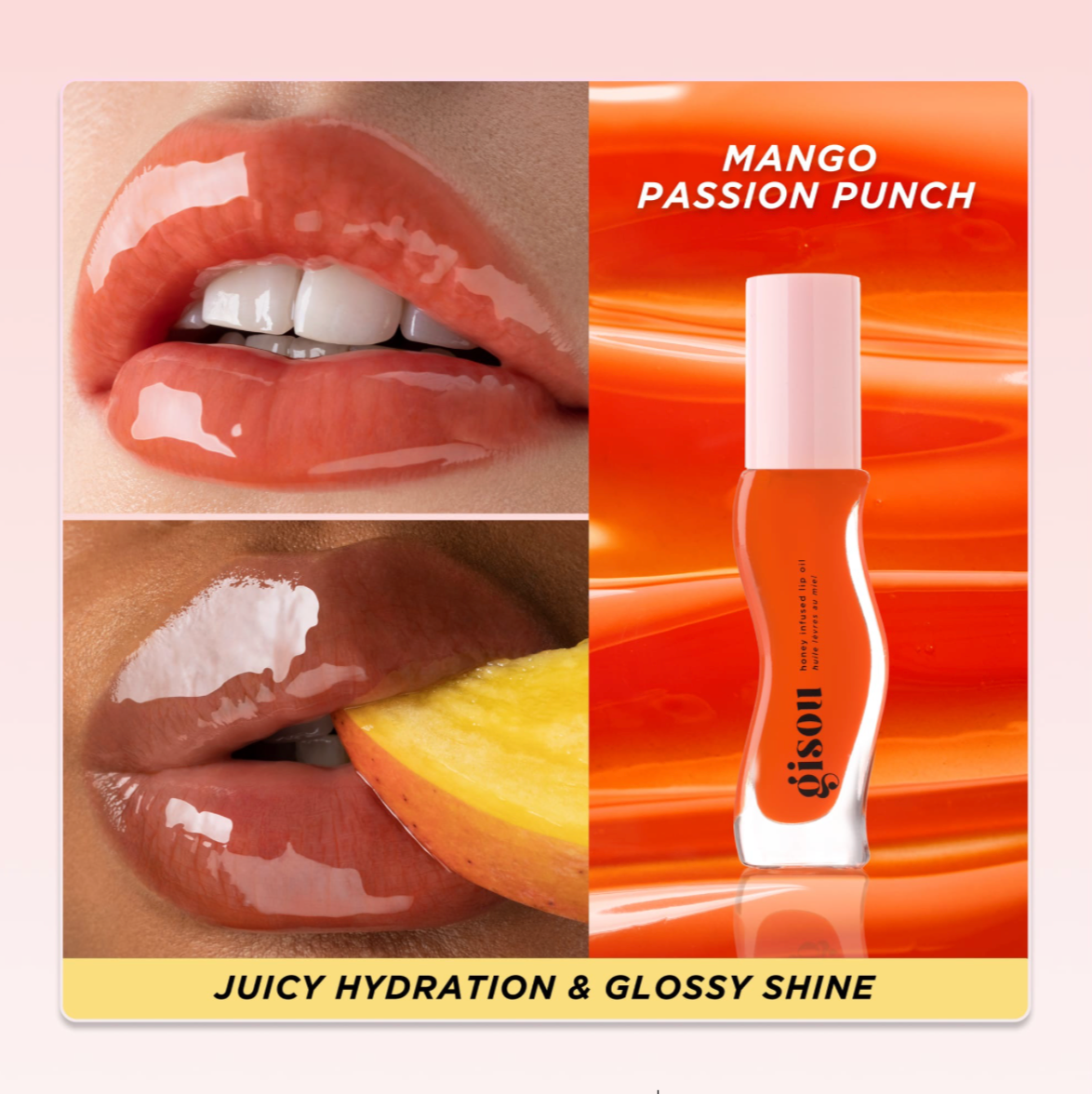 Gisou - Honey Infused Hydrating Lip Oil | Mango Passion Punch - Sheer Hot Coral