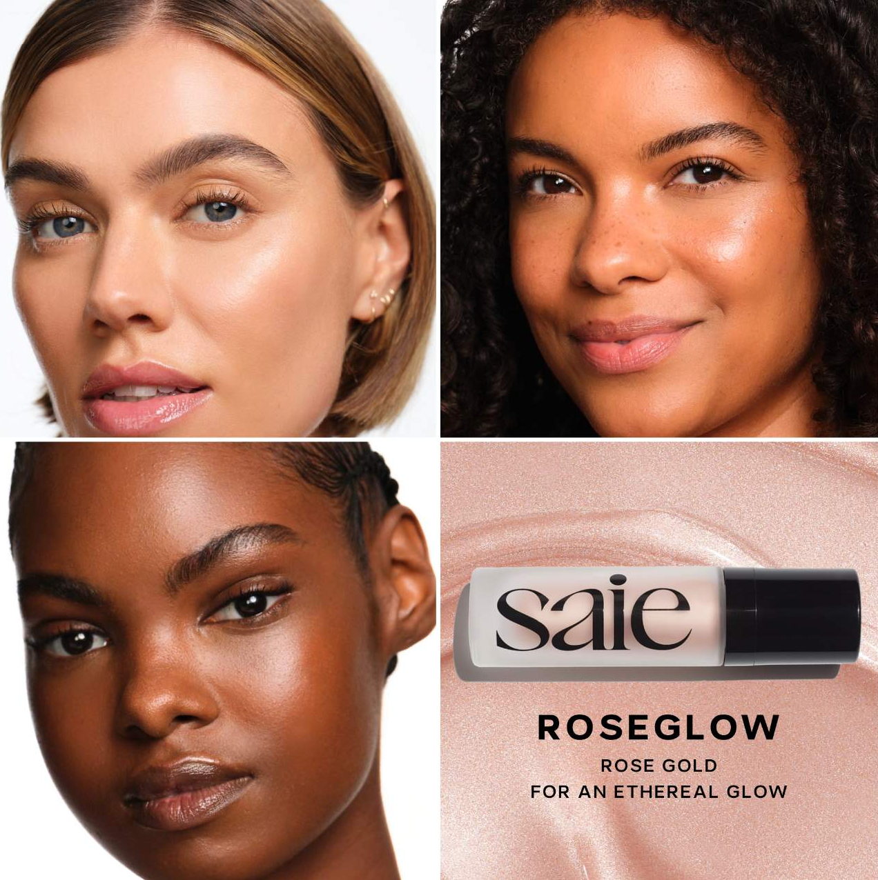 Saie Glowy Super Gel Lightweight Dewy Multipurpose Illuminator | Roseglow - universal rose gold glow