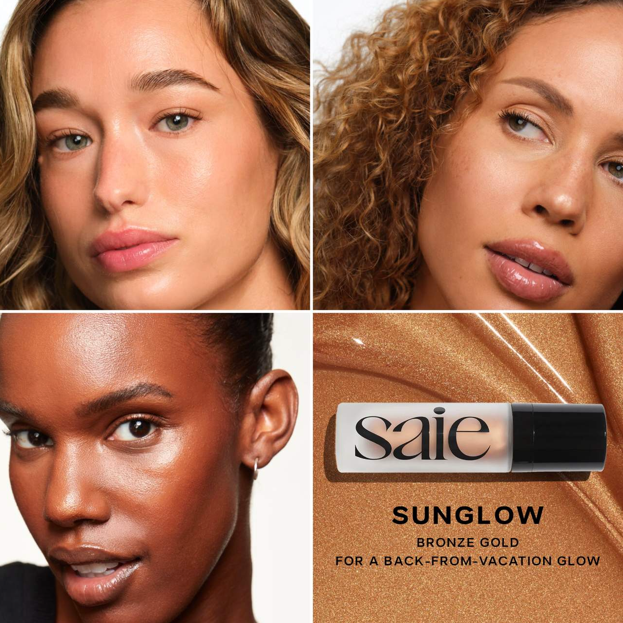 Saie Glowy Super Gel Lightweight Dewy Multipurpose Illuminator | Sunglow - warm golden bronze