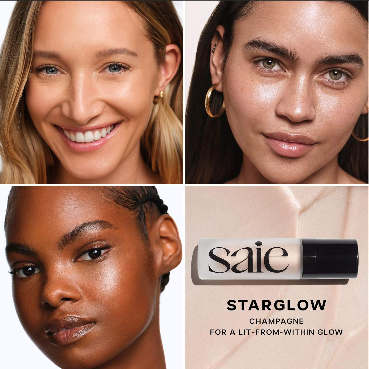Saie Glowy Super Gel Lightweight Dewy Multipurpose Illuminator | Starglow - universal champagne