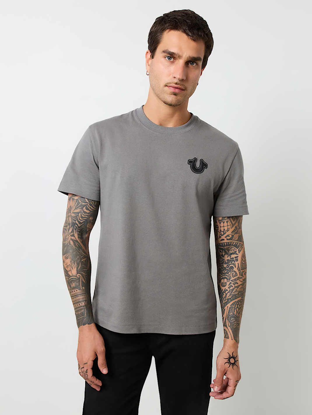 TRUE RELIGION HEAVYWEIGHT TEE CHARCOAL