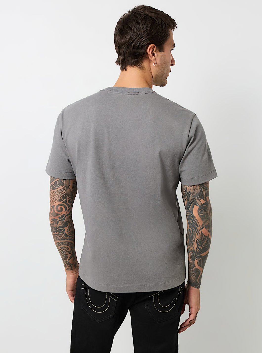 TRUE RELIGION HEAVYWEIGHT TEE CHARCOAL
